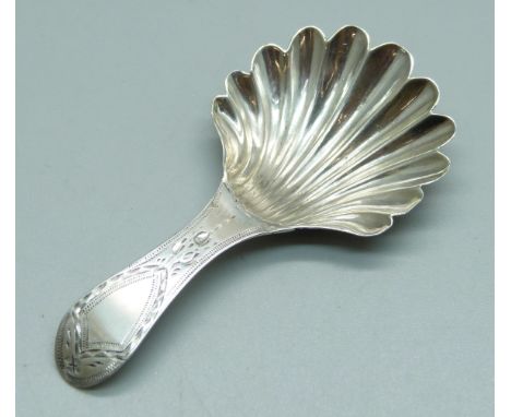 A George III silver caddy spoon by Hester Bateman, London 1788, (no town mark) 