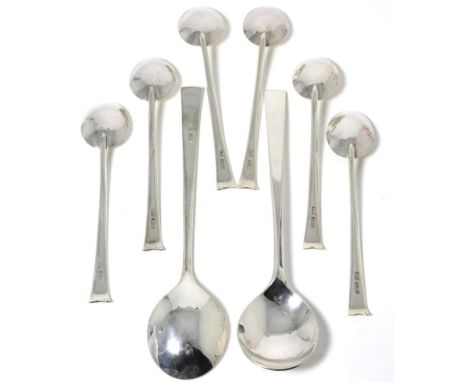 A Group of Modern Silver Spoons, Albert Frederick Baker, Birmingham 1961 and 1971, comprising: a set of six small dessert spo