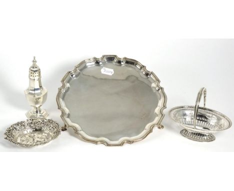 A Shaped Circular Silver Salver, Francis Howard, Sheffield 1977, together with various further silver items, comprising: A Co