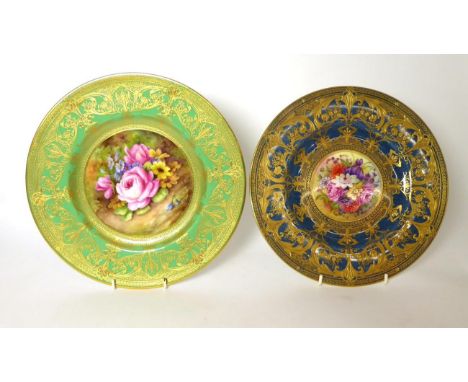 A Royal Worcester cabinet plate painted with flowers, signed H H Price; together with another example signed E Phillips (2) 