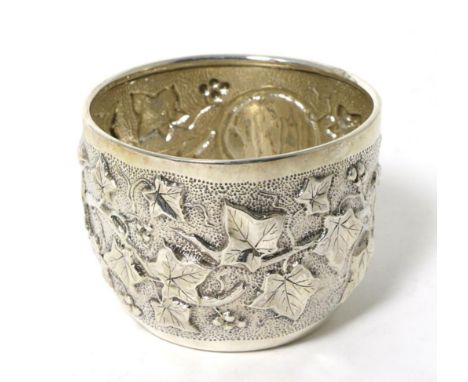 A Victorian Silver Sugar Bowl, Henry Frazer, London 1891, decorated with a continuous fruiting vine on a textured ground, a v