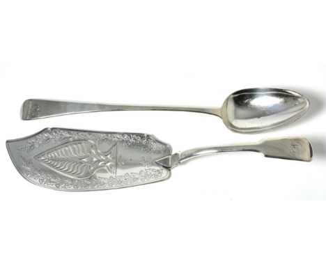 A George III Silver Fish Slice, Thomas & George Hayter, London 1818, with pierced and engraved blade; and A George III Silver