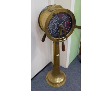 A large brass ship's engine order, marked Chadburn's, Liverpool and London, 103cm high