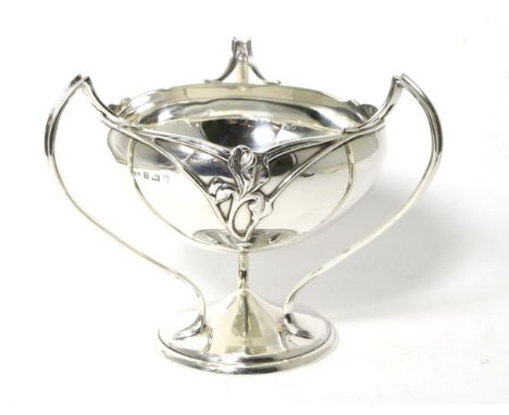An Edwardian Art Nouveau Silver Centrepiece Bowl, C.F.& Co, Birmingham 1908, the circular bowl with stylised foliate decorati