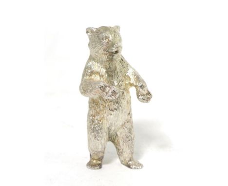A Silver Model of a Bear, maker's mark indistinct, London 2008, modelled standing on it's hind legs, 9cm tall, 4.5ozt