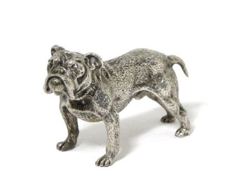 A Silver Model of Bulldog, Francis Howard, Sheffield 2010, modelled standing, 9cm long, 5.9ozt 