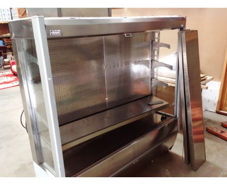 A stainless steel framed 5 shelf chilled display unit with gauze roller front 195 x 56 x 193cm high 