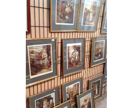 After Francis Wheatley 12 framed 'Cries of London' prints each 36 x 30cm some with facsimile signatures of E. Jackson Stodart