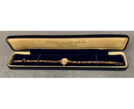 A Rotary lady's gold-cased wrist watch, conforming fancy link bracelet, stamped 9.375 (approximate gross weight 11.5g) origin