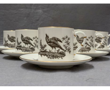 Royal Worcester pheasant pattern, six cups and saucers  Further Information No noticeable damage to any of the 6 cups and sau