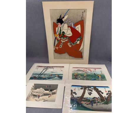 A Japanese wood block print entitled 'Shibaraku' (stop a minute) by S.Hasegawa 40 x 26cm supplied by Ucida Art Co Ltd, Japan,