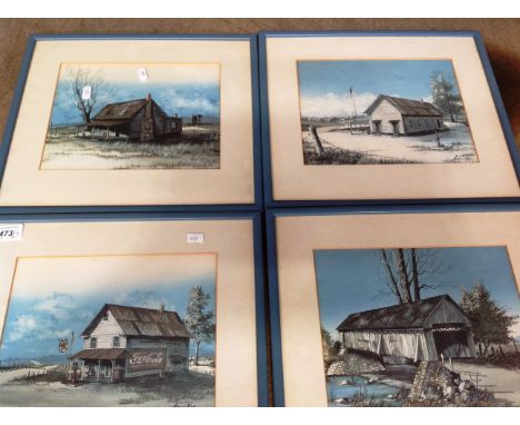 Hugy J.Theus four small framed prints American scenes each 20 x 25cm 