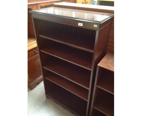 A mahogany finish four shelf open bookcase 80 x 136cm high