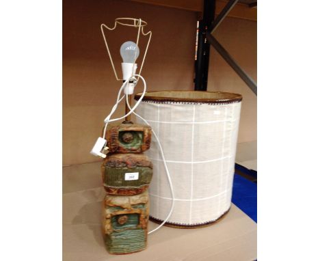A Studio pottery table lamp and shade