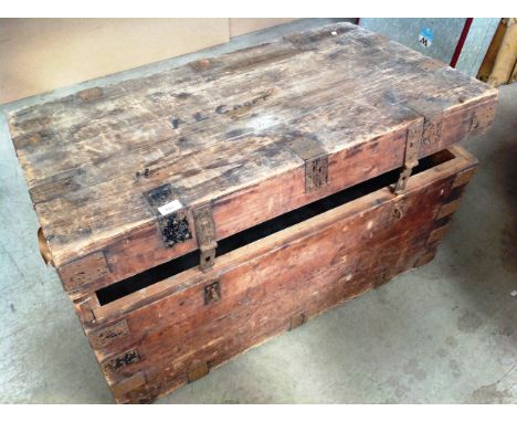 A wood framed aluminium lined trunk 100 x 59 x 54cm high 