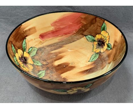 A H &amp; K Tunstall hand painted bowl in viola pattern 23cm dia