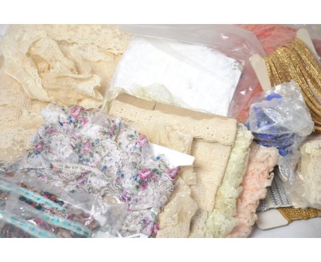 COSTUME MISC: Box of general costumiers items to include;
-mixed box of rolls of various laces



NOTE: From a large private 