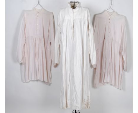 SMOCK TOPS: Two original ivory coloured smock tops and one cotton vintage night  / under shirt.

NOTE: From a large private c