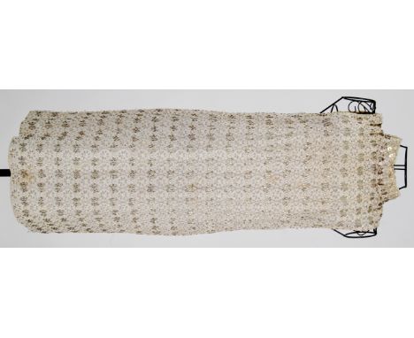 MARY QUANT STYLE: An original vintage Mary Quant style high necked shift dress with thousands of hand applied beads and pearl