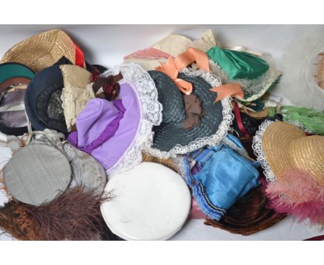 HATS: A collection of several assorted costume and vintage fashion hats  (few Victorian style bonnets) etc, to include Easter
