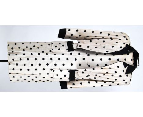 KETURR DRESS: Original vintage black and cream loose weave polka dot dress by KETURR of Stourbridge & Droitwich , reminiscent