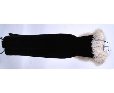 FROCK: A vintage full length frock in velvet with ostrich feather detail by ROGER GRAHAME.

NOTE: From a large private collec