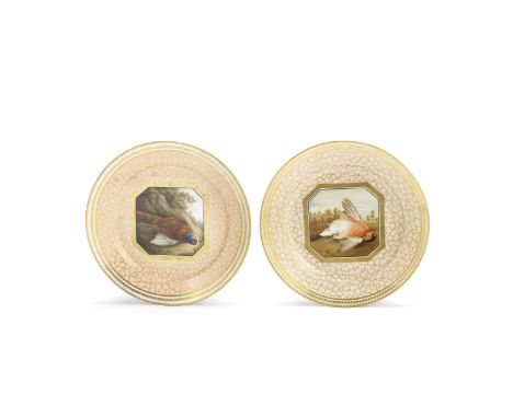 A pair of Chamberlain Worcester plates, circa 1815Finely painted with a bullfinch and a pheasant, the octagonal panels edged 