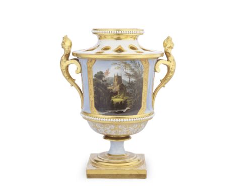 A large Flight, Barr and Barr Worcester pot pourri vase, circa 1815-20Possibly painted by Thomas Baxter, with a pierced shoul