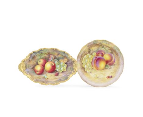 A Royal Worcester 'Painted Fruit' dish by Horace Price, dated 1935 and a bowl by Harry Ayrton, circa 1960Fully painted with r