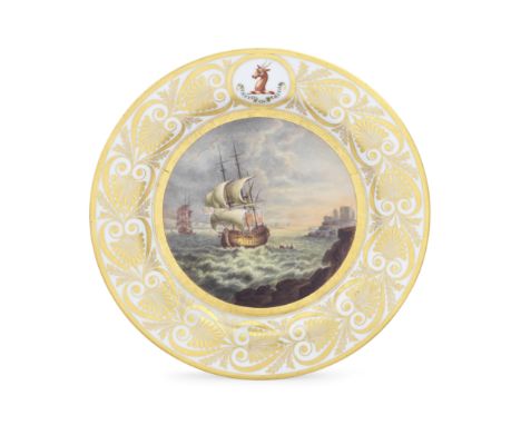 A Barr, Flight and Barr Worcester plate, circa 1810From the Viscount Gort Service, the gilded anthemion border reserving the 