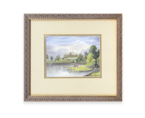 A Flight, Barr and Barr Worcester rectangular plaque, circa 1830-40Painted with a view of Windsor Castle from the Thames, wit