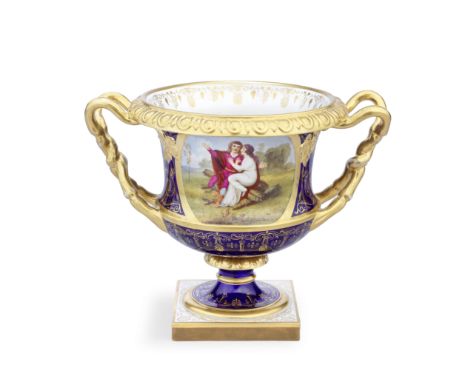 A Flight, Barr and Barr Worcester 'Warwick' vase, circa 1815-20Probably painted by Thomas Lowe, of classic campana form with 