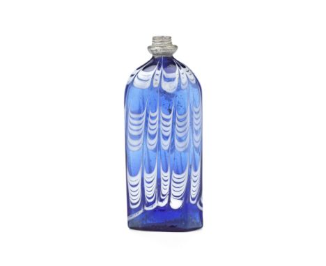 A small Central European spirit flask, probably Swiss, 18th centuryPerhaps Flühli, in translucent cobalt-blue glass, the slen