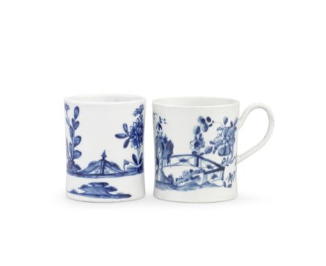 A Liverpool (Richard Chaffers) coffee can and a Worcester coffee can, circa 1756-58Of attractive small size with grooved loop