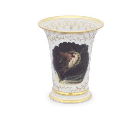 A Flight, Barr and Barr Worcester spill vase attributed to Thomas Baxter, circa 1814-16Of trumpet shape on a turned foot, the