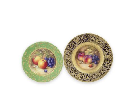 Two Royal Worcester 'Painted Fruit' plates by Richard Sebright, circa 1934Their centres finely painted with ripe fruit and bl
