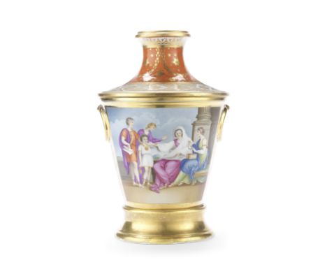 A large Chamberlain Worcester jardinière, cover and stand, circa 1800Of bucket shape with moulded ring handles, painted with 