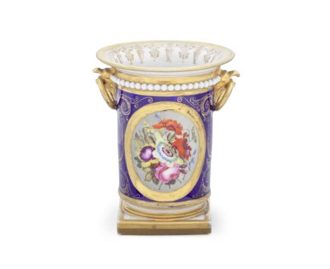 A Flight, Barr and Barr Worcester spill vase, circa 1815-20Cylindrical with a flared rim and square foot, the eagle and ring 