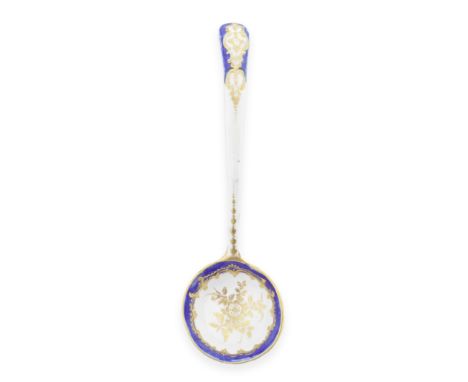A Worcester spoon or ladle, circa 1780The slender tapering handle with lightly moulded rococo ornament, the round bowl with a