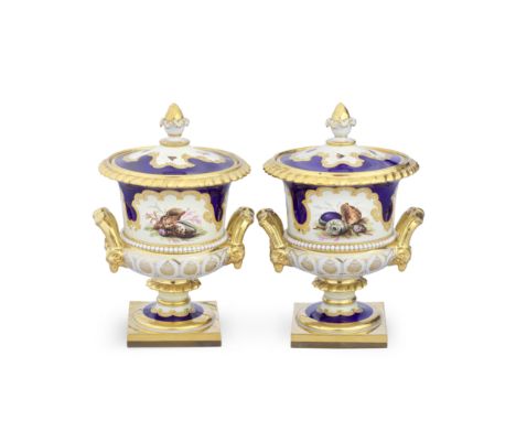 A pair of Flight, Barr and Barr Worcester dessert tureens and covers, circa 1820-25The campana shaped bodies applied with ram