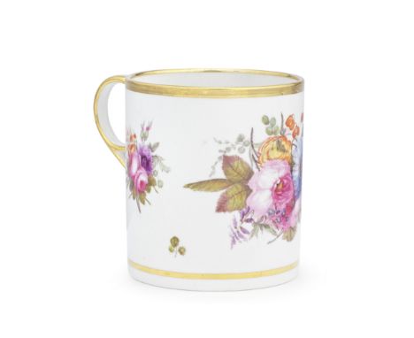A Flight, Barr and Barr Worcester small mug, circa 1815Of cylindrical form with a ring handle, delicately painted in colours 