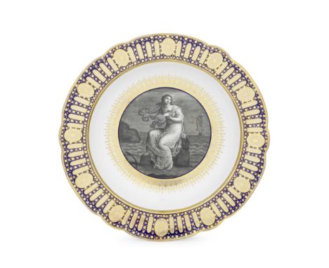 A Flight Worcester 'Hope Service' soup plate, circa 1790Also from the service made for the Duke of Clarence, the centre paint