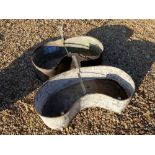 Pair vintage galvanised seed hoppers
