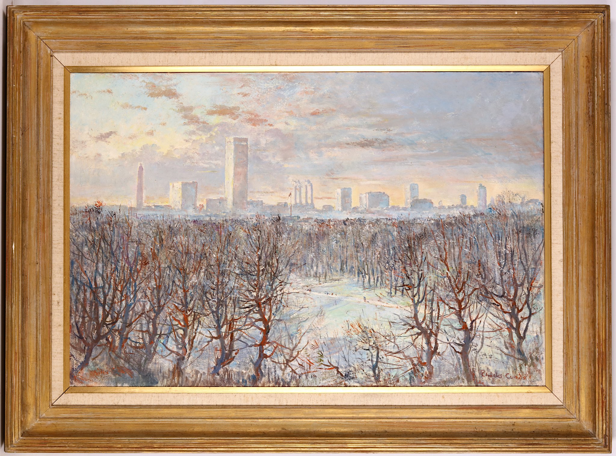 CHARLES CUNDALL, R.A., R.W.S., R.P. (1890-1971) New York, winter scene ...