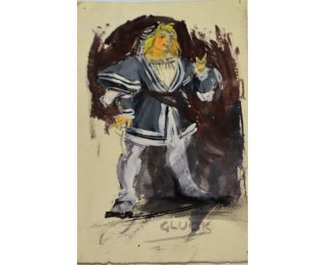 Hannah Gluckstein (1895-1978) Shakespearean Actorsigned Gluck, sketch and watercolour, 31cm x 19cm, unframed