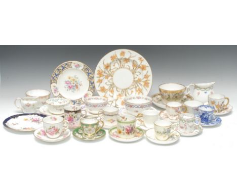 Royal Crown Derby - various cabinet cups and saucers, including Daffodil, Forget-Me-Nots, all printed marks, various date cod