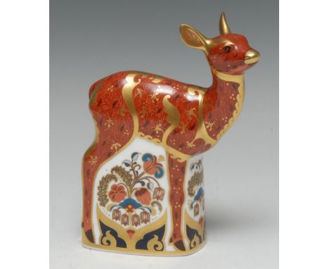 A  Royal Crown Derby paperweight, Sherwood Fawn, designed by John Ablitt, specially commissioned by Connaught House, printed 