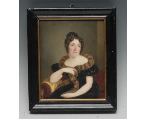 A 19th century English porcelain rectangular plaque, possibly Derby, painted by William Corden with a portrait of Elizabeth G