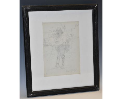 Dame Laura Knight DBE, RA, RWS (1877-1970) Preparatory Sketch, Rural Folk signed, pencil on paper, 24.5cm x 17cm
