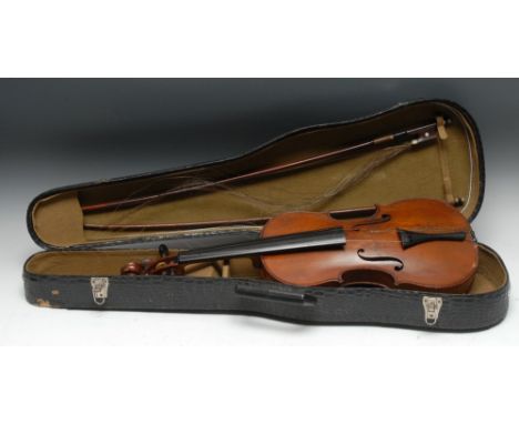 An early 20th century violin, 35.9cm two-piece back excluding button, label to interior inscribed: Lutherie Artistique Jean-B